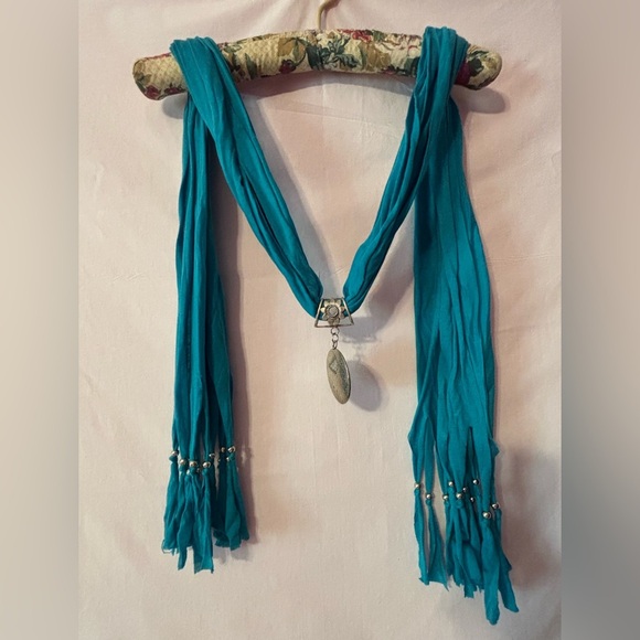 Turquoise Scarf with Pendant - Picture 1 of 5